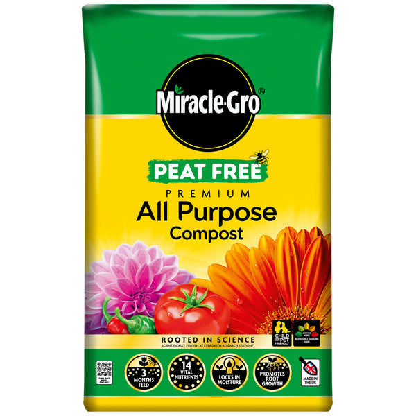 MIRACLE GRO ALL PURPOSE COMPOST ENRICHED PREMIUM SOIL POTTED GARDEN FLOWER PLANT