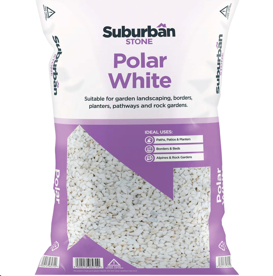 Suburban Stone 10mm Polar White Chippings - Major Bag