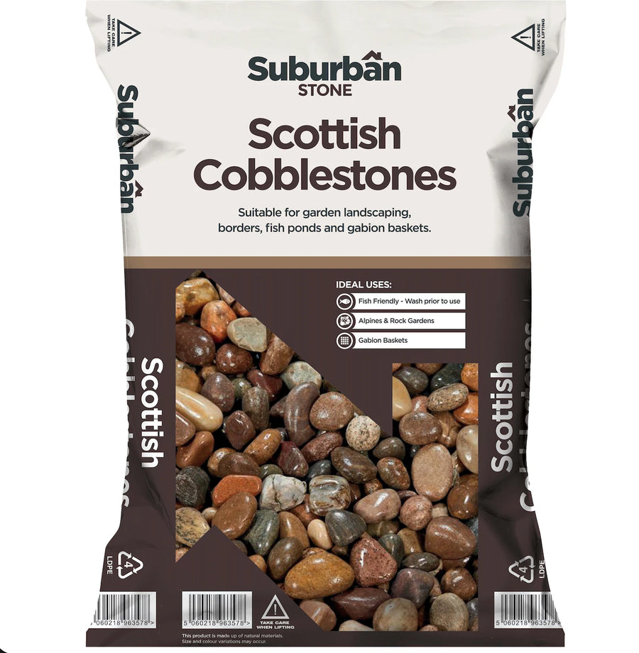 Suburban Stone 50-80mm Scottish Cobbles - Major Bag Polybag Approx 20kg Bag