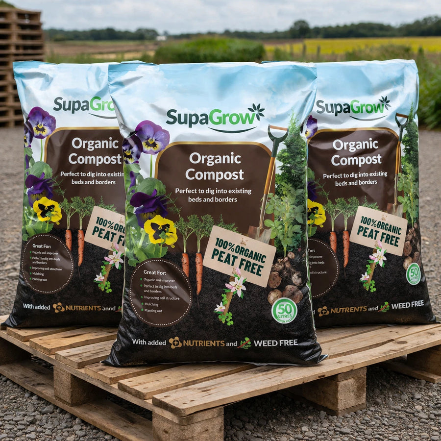 SupaGrow 50L Peat Free Organic Garden Compost Soil Improver mulit buy uk trade