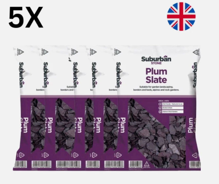 5 x 40mm Plum Slate Chippings - 20kg Each - Bulk Discount